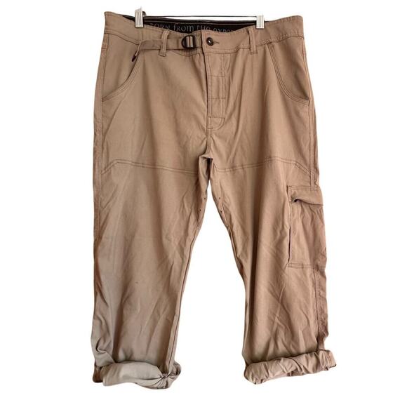 PrAna Breathe Hemp Chino Pants Mens Sz L Tan Hiking Gorpcore Tactical 35x30‎ - Picture 3 of 14